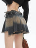 Y2K Vintage Irregular Pleated Denim Mini Skirt